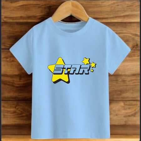Çocuk Mavi Pamuklu Baskili T-shirt